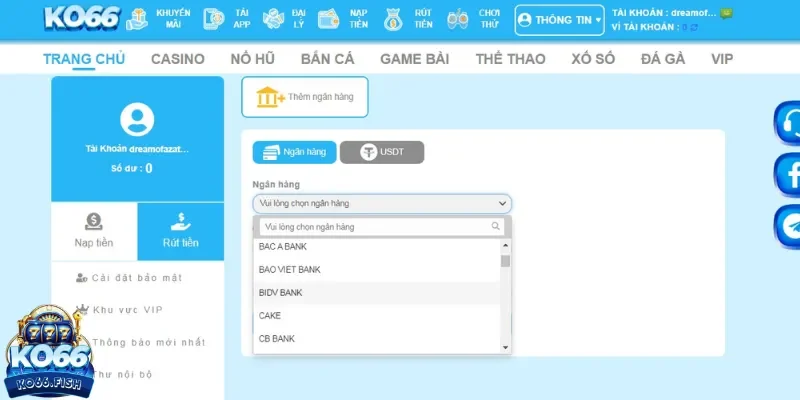 Nạp và rút linh hoạt đáng chú ý