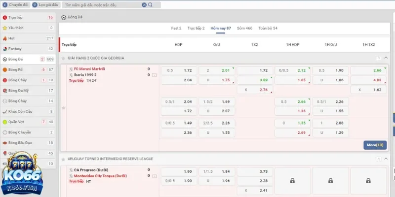 Kho game thể thao đồ sộ từ KO66